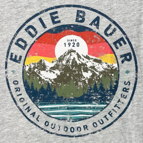 Eddie Bauer Mens T Shirt Short Sleeve Mountain Graphic NWT Large Gray - Picture 6 of 6